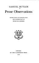 Couverture : Prose observations