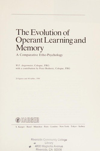 Couverture : The Evolution of Operant Learning and Memory