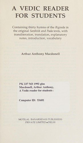 Couverture : Vedic Reader for Students