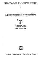 Couverture : Aspekte europäischer Rechtsgeschichte