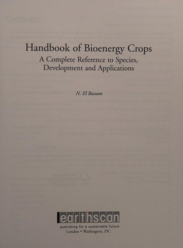 Couverture : Handbook of bioenergy crops