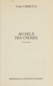 Couverture : Au-delà des choses