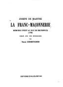 Couverture : La franc-maçonnerie
