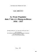 Couverture : Le Front populaire dans l'Ain et à Bourg-en-Bresse