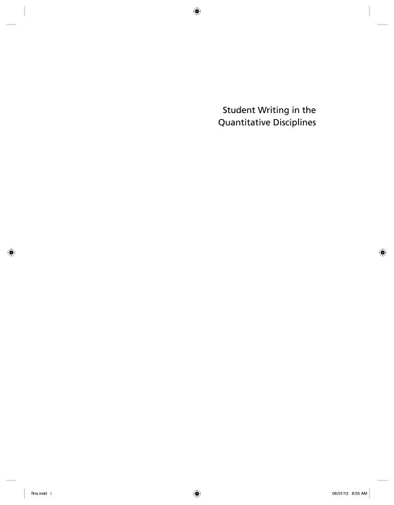 Couverture : Student Writing in the Quantitative Disciplines