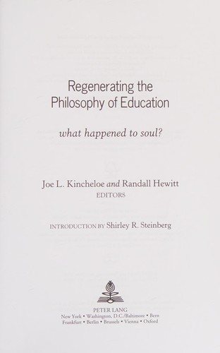 Couverture : Regenerating the Philosophy of Education