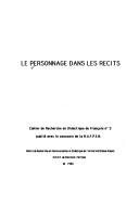 Couverture : Le Personnage dans les récits
