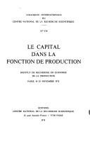 Couverture : Le Capital dans la fonction de production