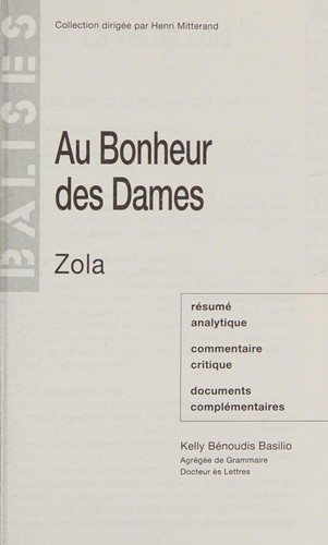 Couverture : Au bonheur des dames