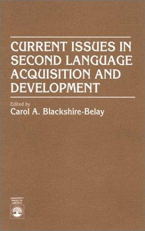 Couverture : Current issues in second language acquisition and development