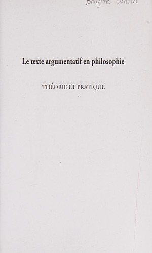 Couverture : Le texte argumentatif en philosophie