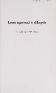 Couverture : Le texte argumentatif en philosophie