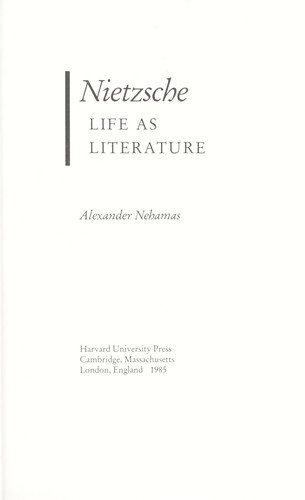 Couverture : Nietzsche, life as literature