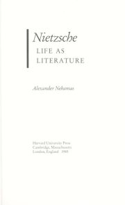 Couverture : Nietzsche, life as literature