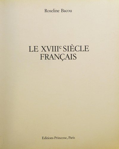 Couverture : Le XVIIIe siècle français