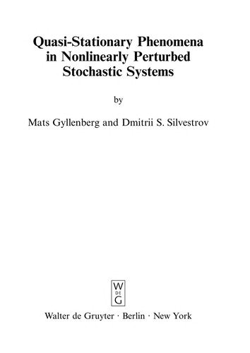 Couverture : Quasi-stationary phenomena in nonlinearly perturbed stochastic systems
