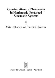 Couverture : Quasi-stationary phenomena in nonlinearly perturbed stochastic systems