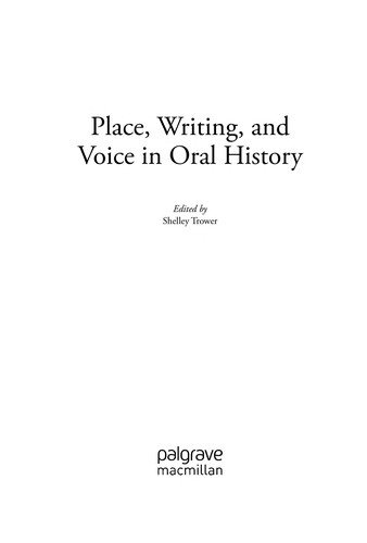 Couverture : Place, writing, and voice in oral history