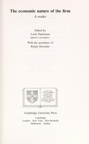 Couverture : The Economic nature of the firm