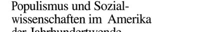 Couverture : Populismus und Sozialwissenschaften im Amerika der Jahrhundertwende