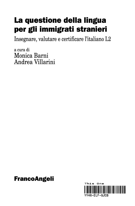 Couverture : La questione della lingua per gli immigrati stranieri