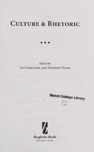 Couverture : Culture and rhetoric