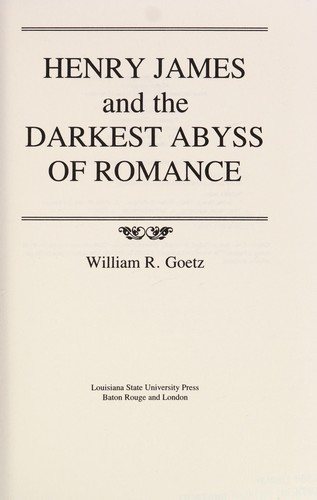 Couverture : Henry James and the darkest abyss of romance