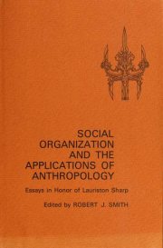 Couverture : Social Organization and the Applications of Anthropology