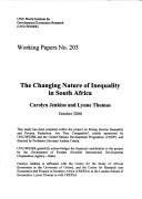 Couverture : The changing nature of inequality in South Africa