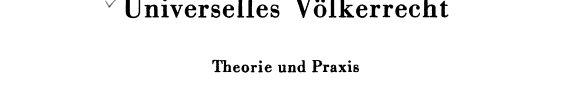 Couverture : Universelles Völkerrecht