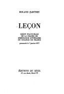 Couverture : Leçon