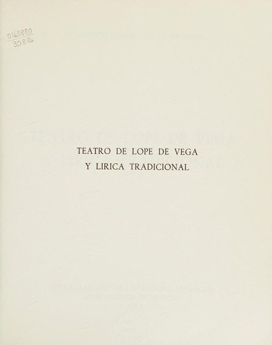 Couverture : Teatro de Lope de Vega y lírica tradicional