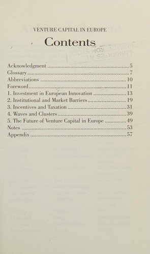 Couverture : Venture capital in Europe