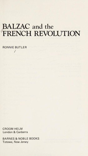 Couverture : Balzac and the French Revolution
